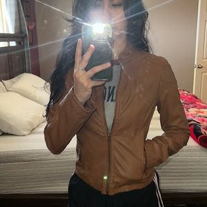 Brown leather jacket, size small